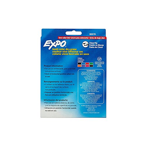 Image of Marker Expo 2 Dry Erase 8 Color Blk Rd Blu Grn Yllw Brwn Prpl -- Case of 3