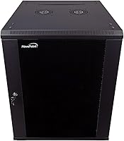 Vista 11 de NavePoint Gabinete de montaje en pared para gabinete de servidores de 9U, incluye 2 ventiladores, puerta de vidrio con bloqueo, paneles laterales