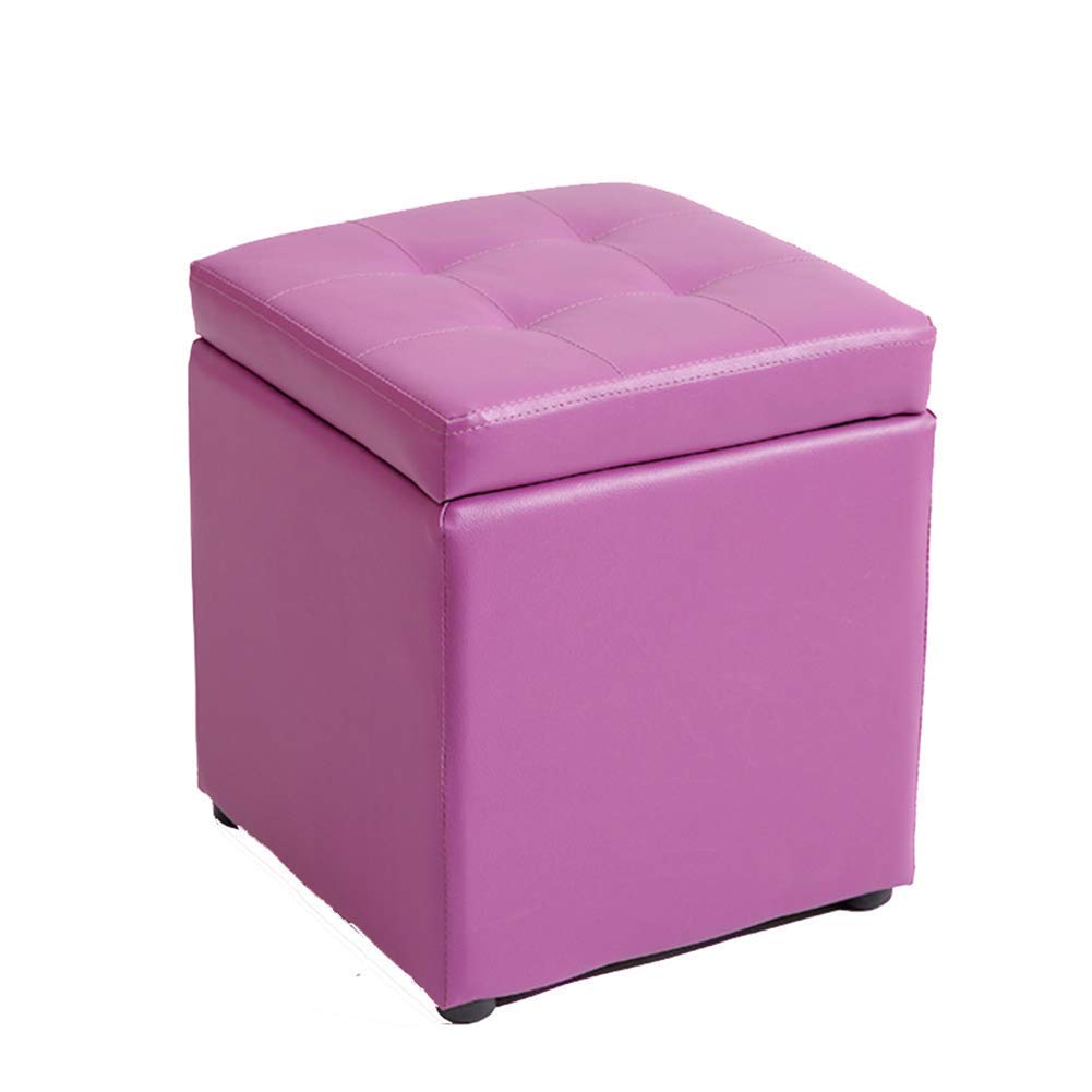 Tabouret de rangement contre le désordre, petit pouf carré en similicuir