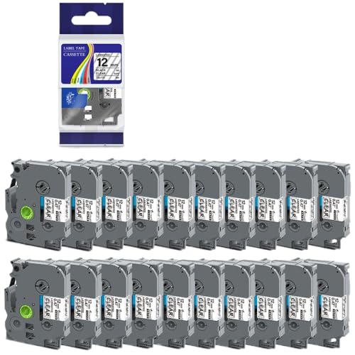 30PCS 231���x���e�[�v12mm TZ�z���C�g���x���e�[�v�ƌ݊����̂���}���`�J���[231 131 431 531 631 731 PT H110���x�����[�J�[�Ɠ��l�̃��x���v�����^�[�œ���(Black on Clear)