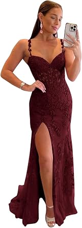 zcbang Lace Mermaid Prom Dresses for Women 2025 Long Tulle Corset Elegant Formal Party Gowns with Slit