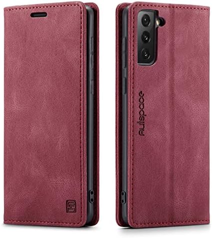 LOLFZ Wallet Case for Samsung Galaxy S21 FE 5G, Magnetic Flip Leather Case with RFID Block Card Slots Kickstand Shockproof Protective Cover Compatible with Galaxy S21 FE 5G - Blue