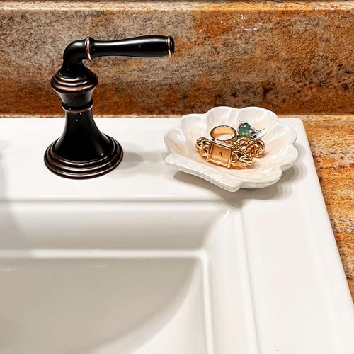 Geburtstags- und Freundschaftsgeschenke für Frauen und Mädchen, niedlicher Schminktisch-Organizer, Raumdekoration, ästhetisches Badezimmer-Zubehör, Keramikmuschel, Schmucktablett, Weihnachten,