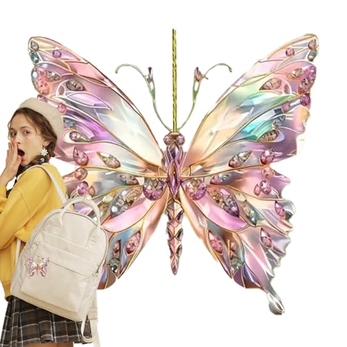 Ornements de Papillon pour Arbre, Papillon cristallin, Butterfly en Verre Arc-en-, 2D Animal Decoration Slebing Glitter Home Door pour la fenêtre View Interior View Christmas