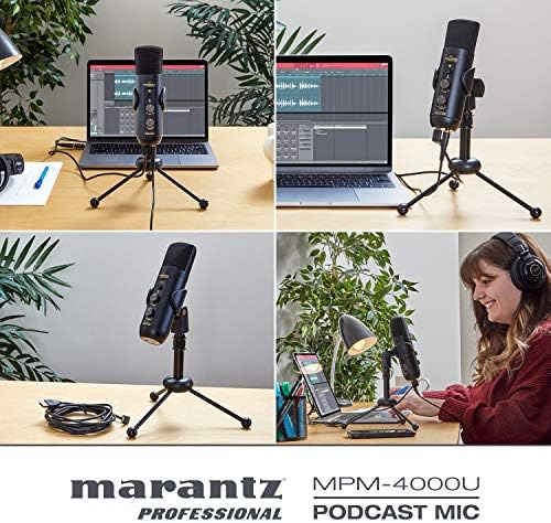 Mikrofon Marantz Professional MPM-4000U Pojemnościowy mikrofon USB z wyjściem na mikser i słuchawki do podcastów, transmisji na żywo i YouTube'a