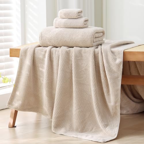 Akzpe 40x80 Inches Bath Sheets Towels for Adults Oversized Bath Towels Extra Large Luxury Super Soft Absorbent Quick Dry Microfiber (Beige,6PCS) by Akzpe - Image 2