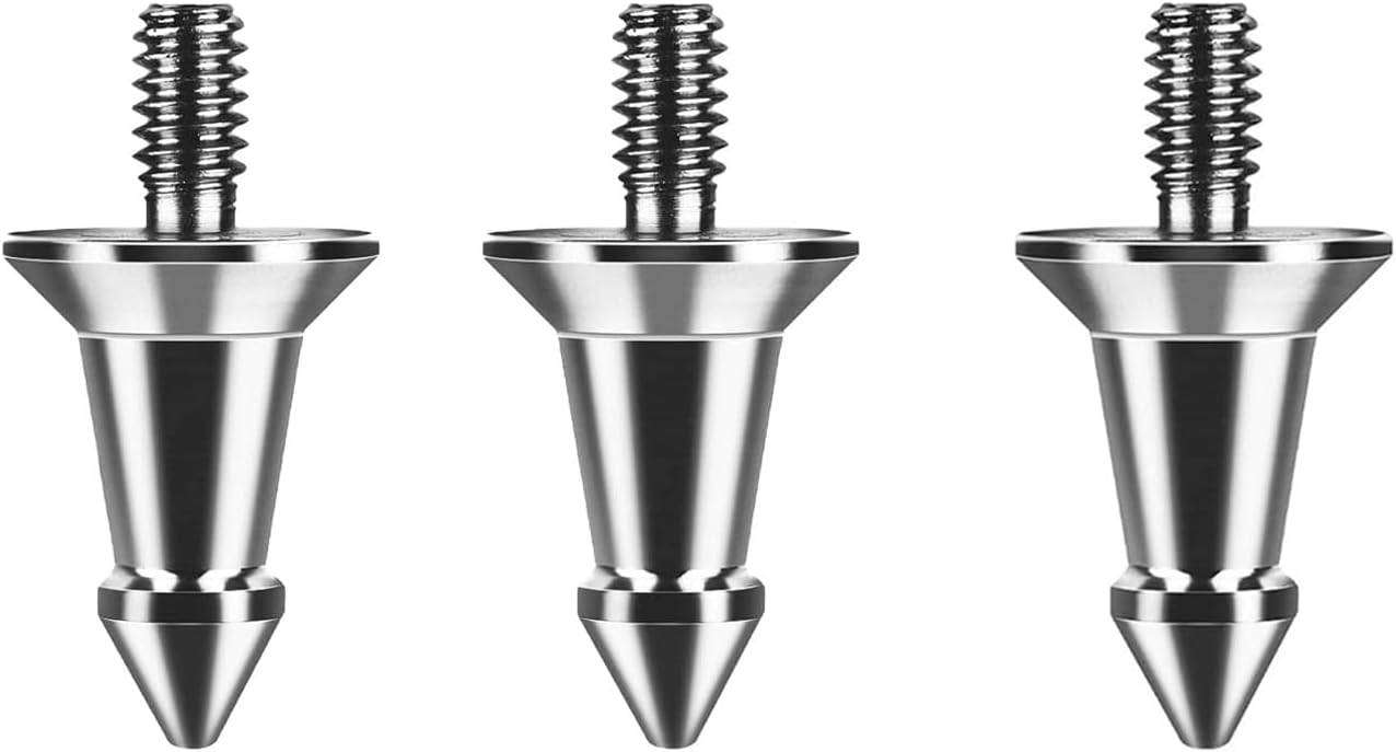 3 Pack Tripod Foot Spikes with 1/4 inch Thread Screw, Anti-Slip Stainless Steel Camera Tripod Ground Spike Feet Replacement Parts for Camera Tripods Stand Leg Monopod Outdoor Photography