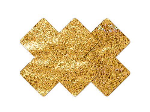 Nippies Style Gold Sparkle Cross Waterproof Self Adhesive Nipple Cover Pasties Size C