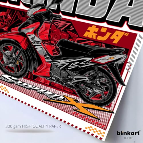 Image of BLINKART Honda Supra X 125Car Posters Sticker Gift Items for Boys Room Wall Decor || Comes with Double-Sided Tape|| Decoration Bedroom Living Room Office Studio Decor | 12x18 In (A3) - CAR-280