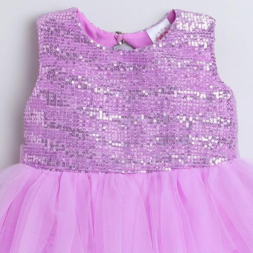 Image of Hopscotch Baby Girls Embellished Print Sleeveless Purple Party Dresses