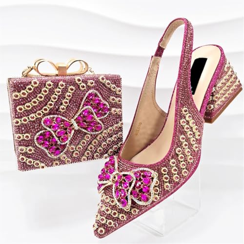 Women Gold African Wedding Shoes Set Italian Rhinestone Bridal Pumps and Matching Evening Bag Party4