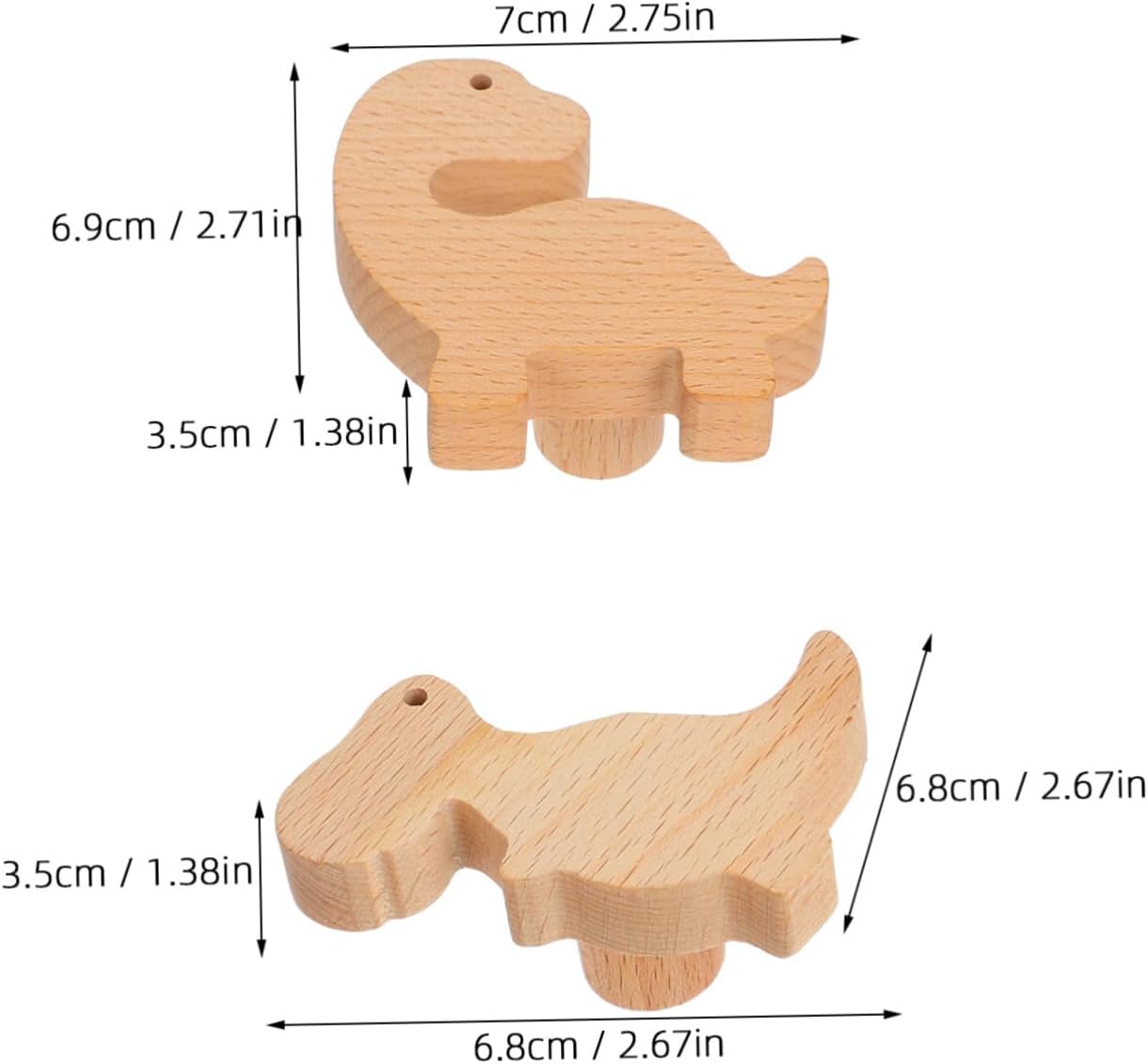 PRETYZOOM 6set Cute Wooden Dinosaur Drawer Knobs with Screws Adhesive for Boy Girl Dressers Cabinet Pulls Animal-Themed Door Handles for Nursery and Playroom Decor