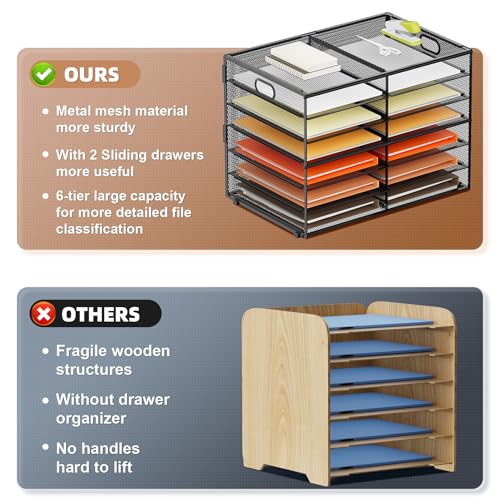 Marbrasse 7-Tier Desk Paper Organizer, Black