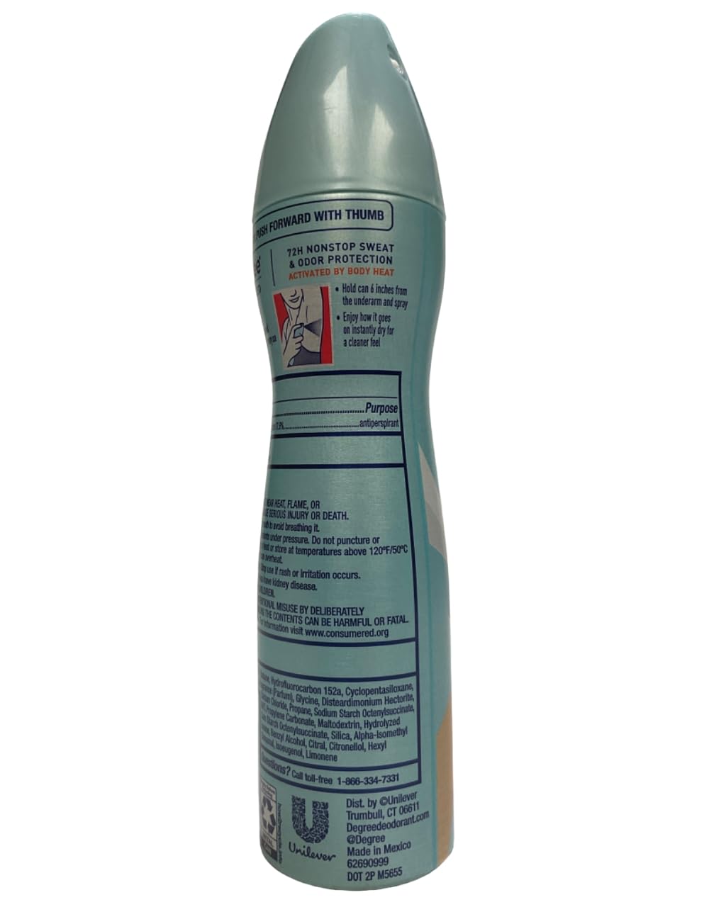 Degree Advanced Deodorant, Antiperspirant Dry Spray 72-Hour Protection, 3.8 oz / 107 g - Pack of 2