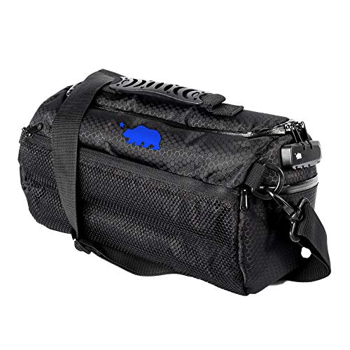 Cali Crusher 100% Smell Proof Duffle Bag w/Combo Lock (Black/Blue, 12')