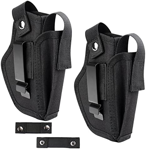 Puaoda 2 Packs Universal Concealed Carry Gun Holster for Pistols 9mm 380 45ACP, IWB/OWB Pistol Holsters Mag Pouch for Men/Women CCW Right & Left Hand Gun Holder Glock S&W M&P Sig