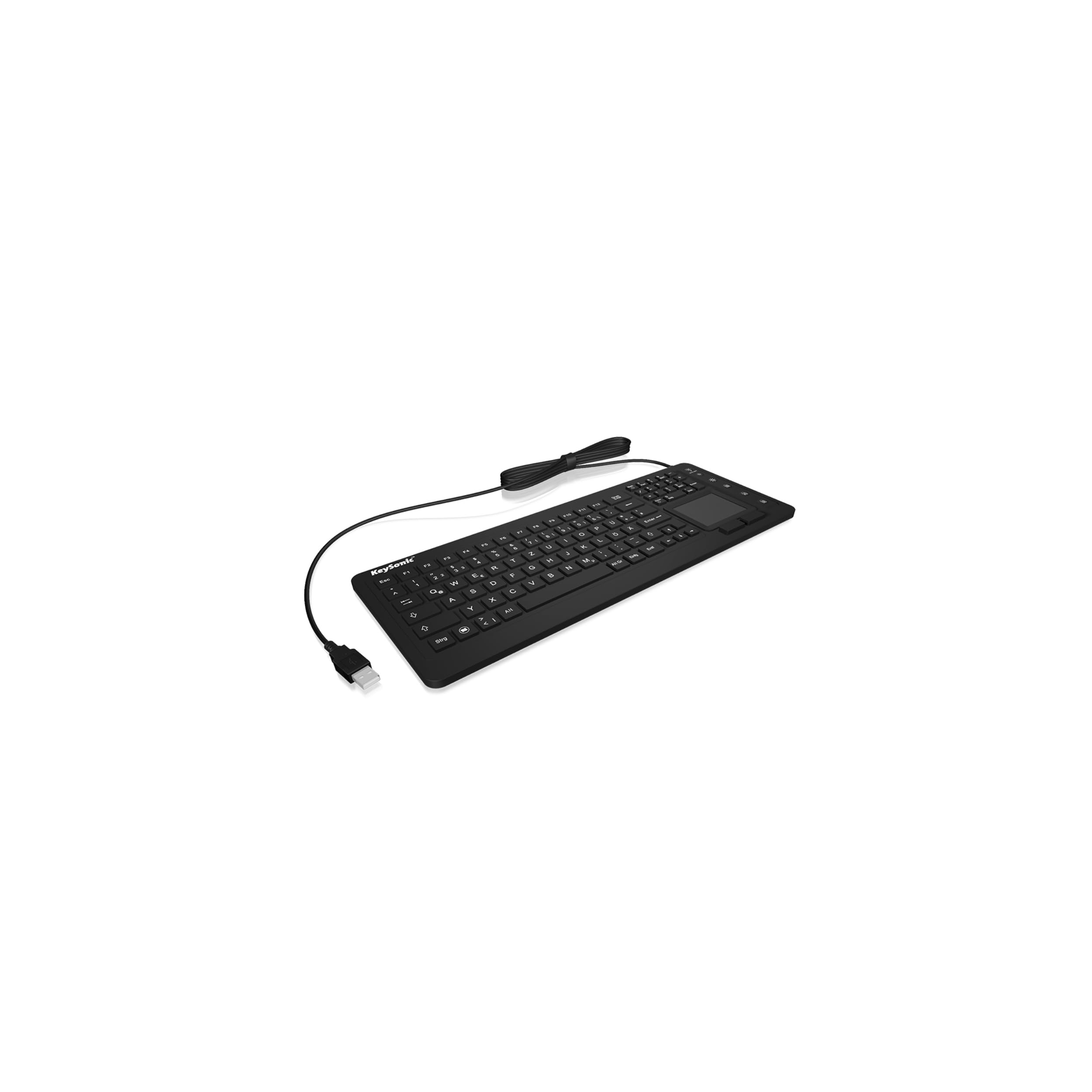 KeySonic 28036 KSK-6231 INEL (DE) Industrie Tastatur, USB-kabelgebunden mit Touchpad, wasserdicht, staubdicht (IP68), Silikon, schwarz