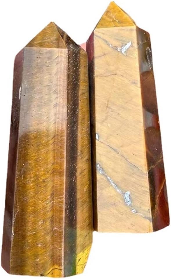Home 1PCS Natural Crystal Column Natural Tiger-Eye Single-Pointed Column Tiger Eye Stone Column Crystal Ornament Ornaments (Size : 8-9cm)