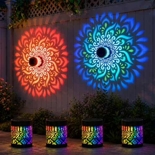 Luces solares mandala de exterior impermeables para valla y patio set de 4 apliques de pared led