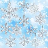 Iridescent Snowflake Ornaments - Six Assorted Snowflake Designs - Christmas Decorations - Set of 12 Snowflakes -Each Measures 2 1/2