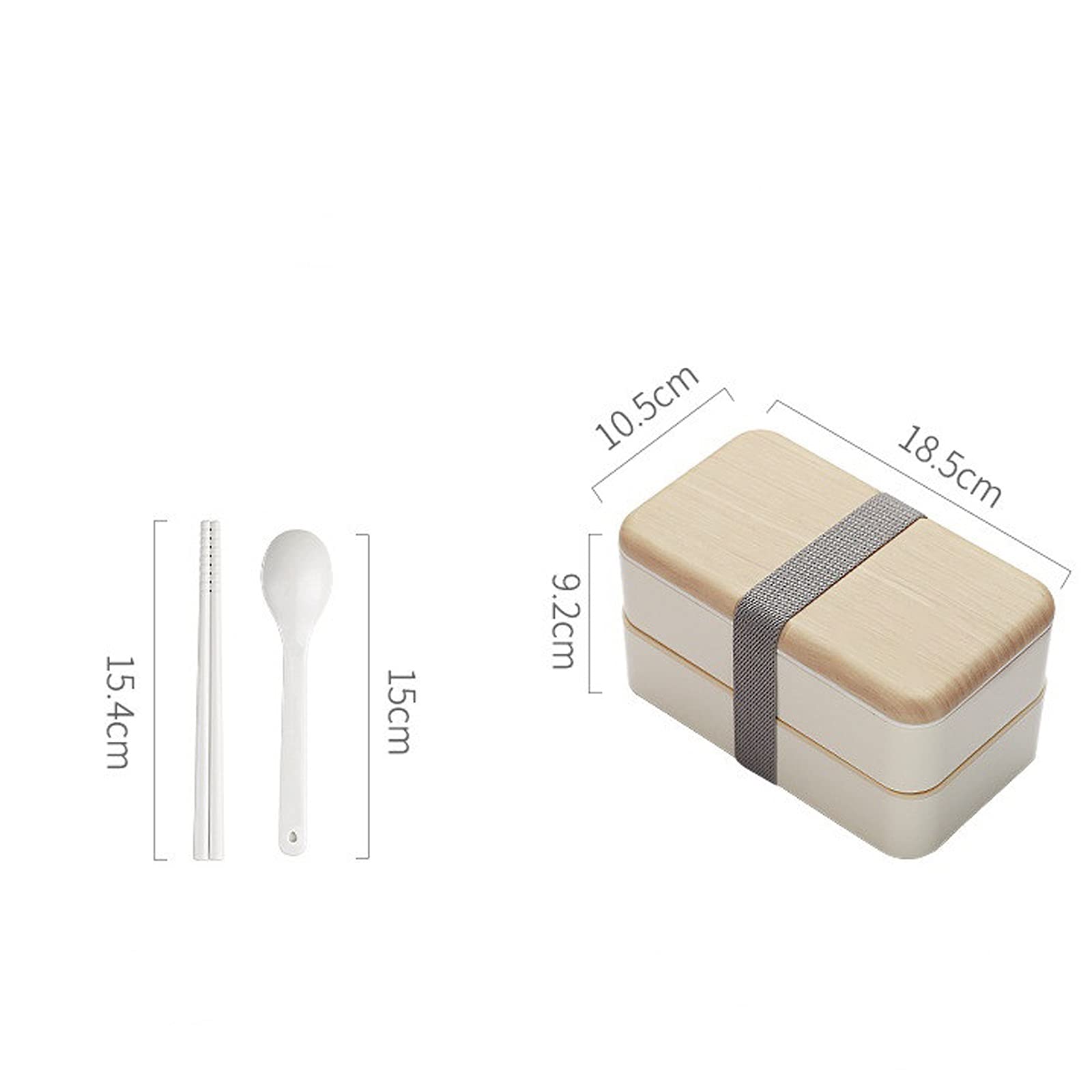 Fiambrera de Doble Capa de 1200 ml con Aspecto de Madera, Ideal para ensaladas, Tipo bento, portátil, con Compartimentos (Negro).