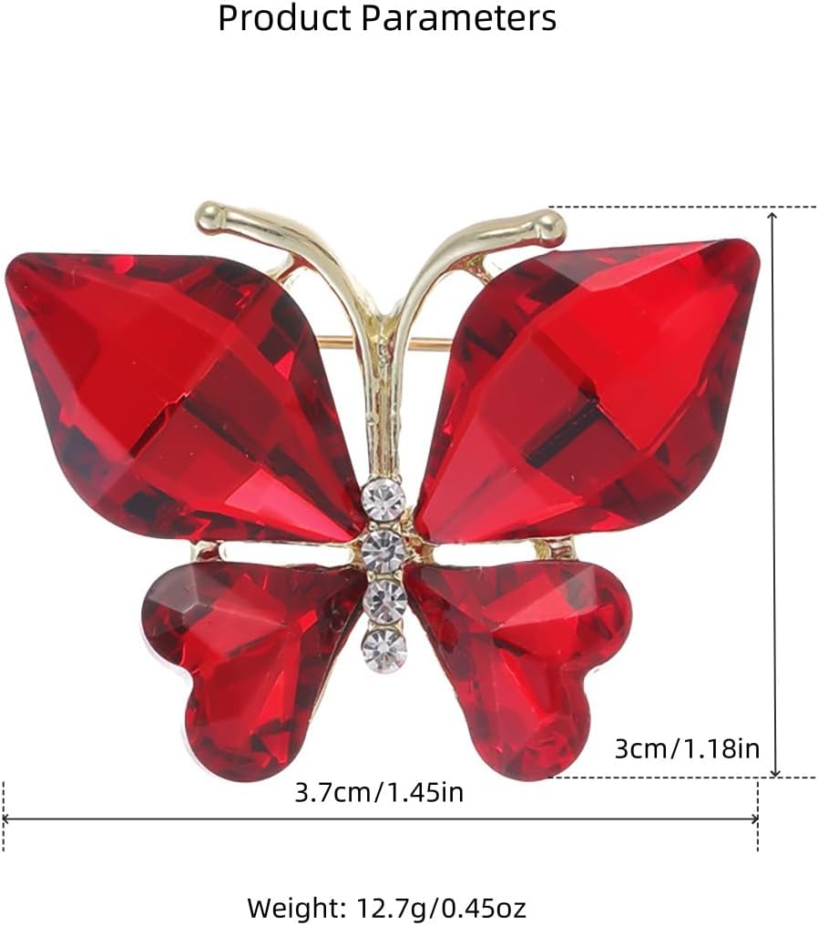 Rhinestone Butterfly Brooch Pin for Women Clear Crystal Insect Colorful Birthstone Cartoon Brooches Lapel Pins Dress Accessories Elegant Christmas Theme Party Animal Jewelry - Image 6