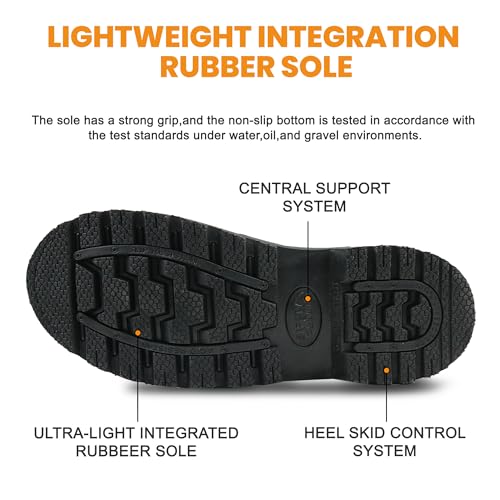 Image of Work Boots for Men Waterproof Soft Toe Non Slip Comfortable Leather Workboots