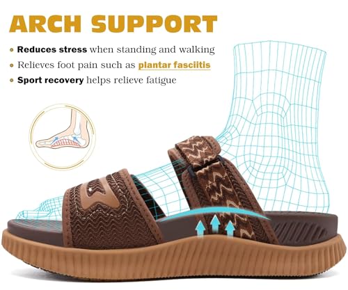 Image of KuaiLu Womens Orthotic Adjustable Strap Slides Arch Support Slip On Sandals