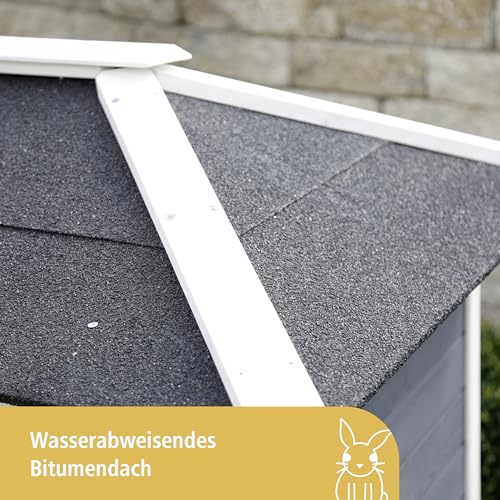 Kerbl Pet Nagerstall Villa, Kleintierstall, Nagerstall, 118x68x118cm, Holz, Hasen, Kaninchen, wetterfestes Dach