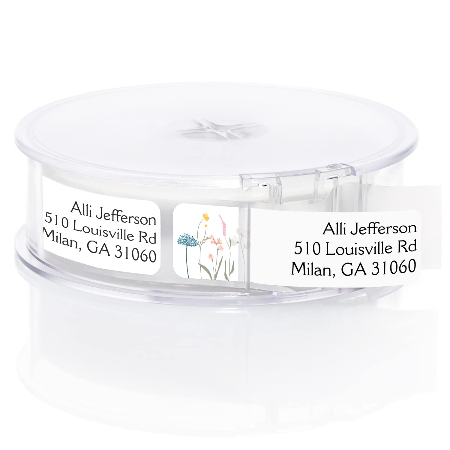 Wildflower Rolled Address Labels / 250 Personalized Return Address Labels/Designer Address Stickers in Elegant Plastic Dispenser