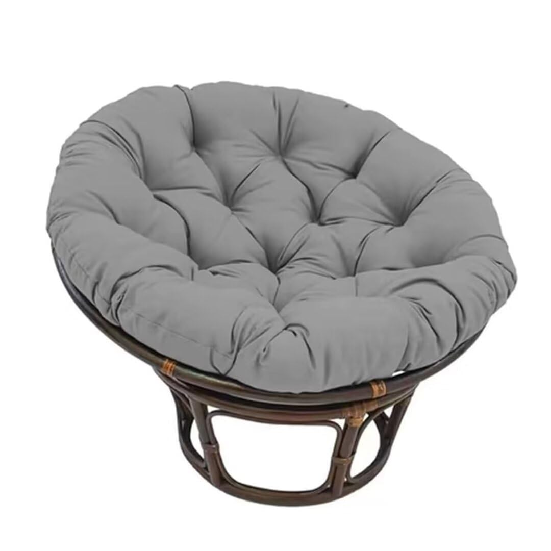 Cojín para silla Papasán, redondo, grueso, para silla colgante, para silla de jardín, silla giratoria, silla de mimbre, silla de balcón, gris oscuro, 110 x 110 cm