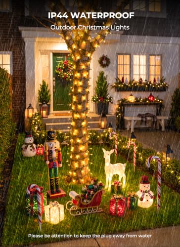 LED Christmas Lights Indoor Outdoor, 33FT 100 Count Mini String Lights | 8 Lighting Modes, Connectable, Warm White Christmas Tree Lights, Christmas Decorations for Railing, Garland, Roof, House - image 7