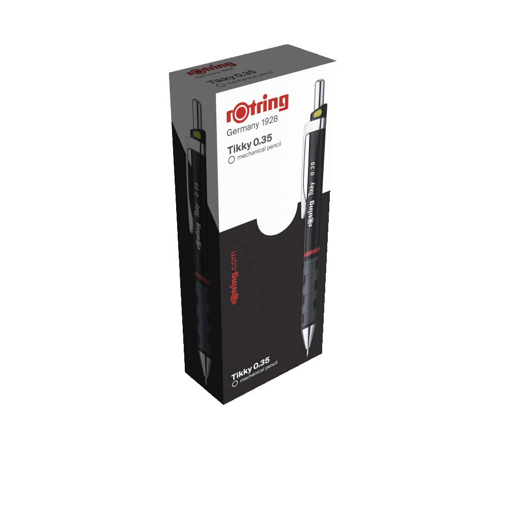 rOtring Tikky Druckbleistift farblich gekennzeichnet | 0,35 mm | schwarzer Schaft | 12er-Box