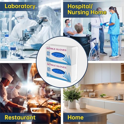 NiHome Wandhalterung für Handschuhhalter（für 2 Boxen）, Acryl Handschuh Halter für Einweg-Handschuhe und Tücher, platzsparender Handschuhspender für Küche, Bad, Labor und Garage