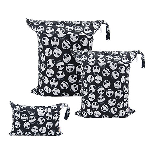 Image of ALVA ALVABABY 3pcs Baby Cloth Diaper Wet Dry Bags Waterproof Reusable with Two Zippered Pockets Travel Beach Pool Daycare Soiled Baby Items Yoga Gym Bag for Swimsuits or Wet Clothes 3L-YA132