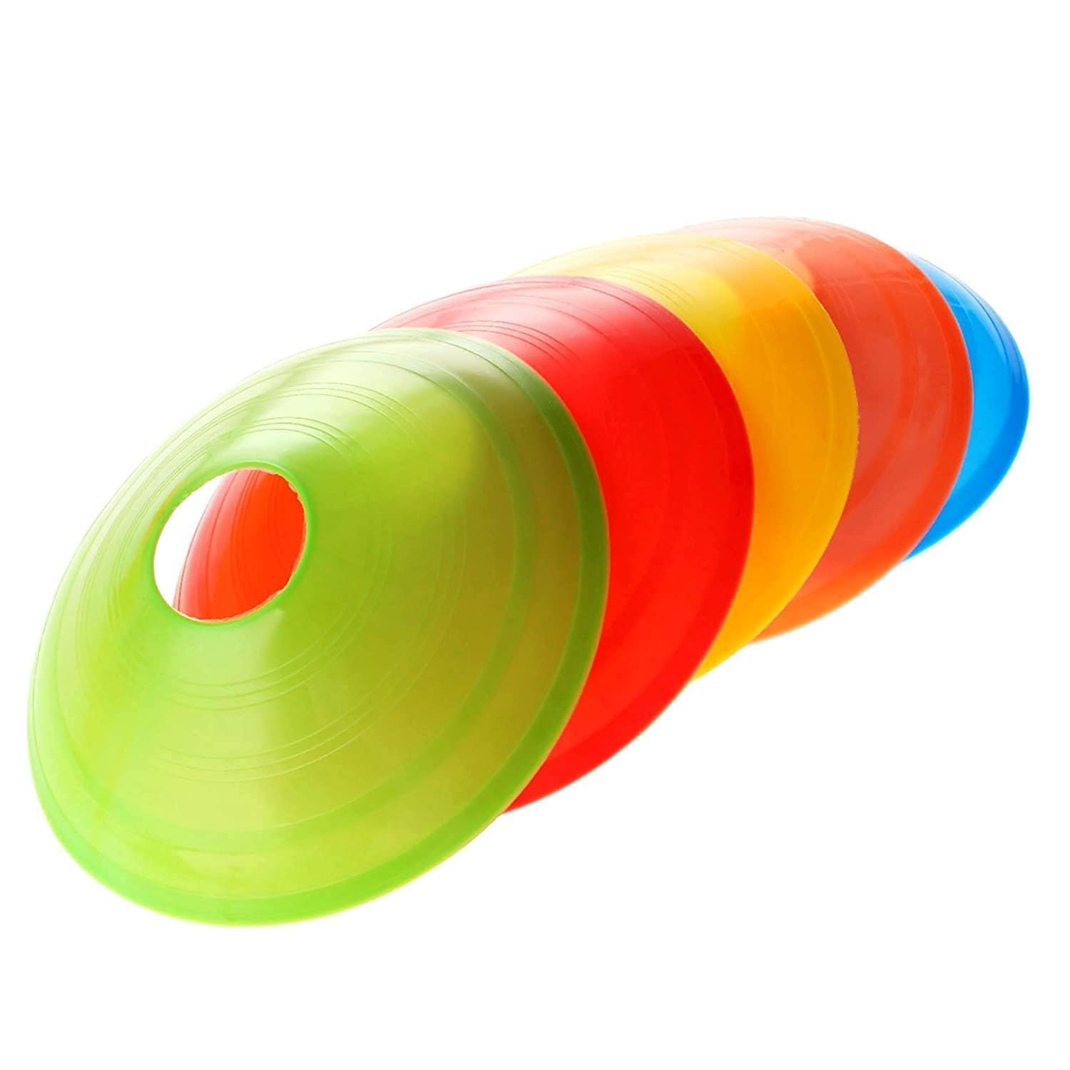 ZEDI Sports & Fitness Round Agility Vinyl Soft Plastic School Model Football Marker Saucer Cone for Marking Saucer Cone (Multicolour, 1.5 inch), Set of 10 pcs-image-14