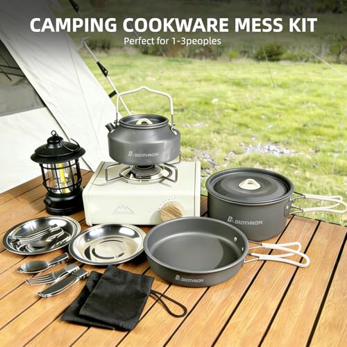 Set de Cocina para Camping Dinithron de 13 Piezas para 2 Personas con Olla de 2 L y Tetera de 1.1 L miniatura 4