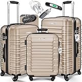 KESSER® 3tlg. Hartschalenkofferset Hartschalenkoffer Reisekoffer Set Reisekofferset Trolley Koffer Inkl. Kofferwaage + Gepäckanhänger Rollkoffer Schloss 4 Rollen ABS-Hartschale Teleskopgriff M-L-XL