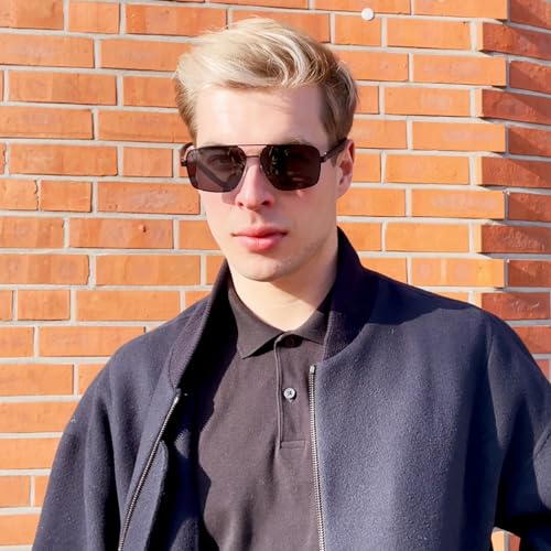 ANRRI Square Aviator Sunglasses for Men Polarized Metal Sun Glasses Frame UV400 Protection Driving Fishing Sports Eyewear2