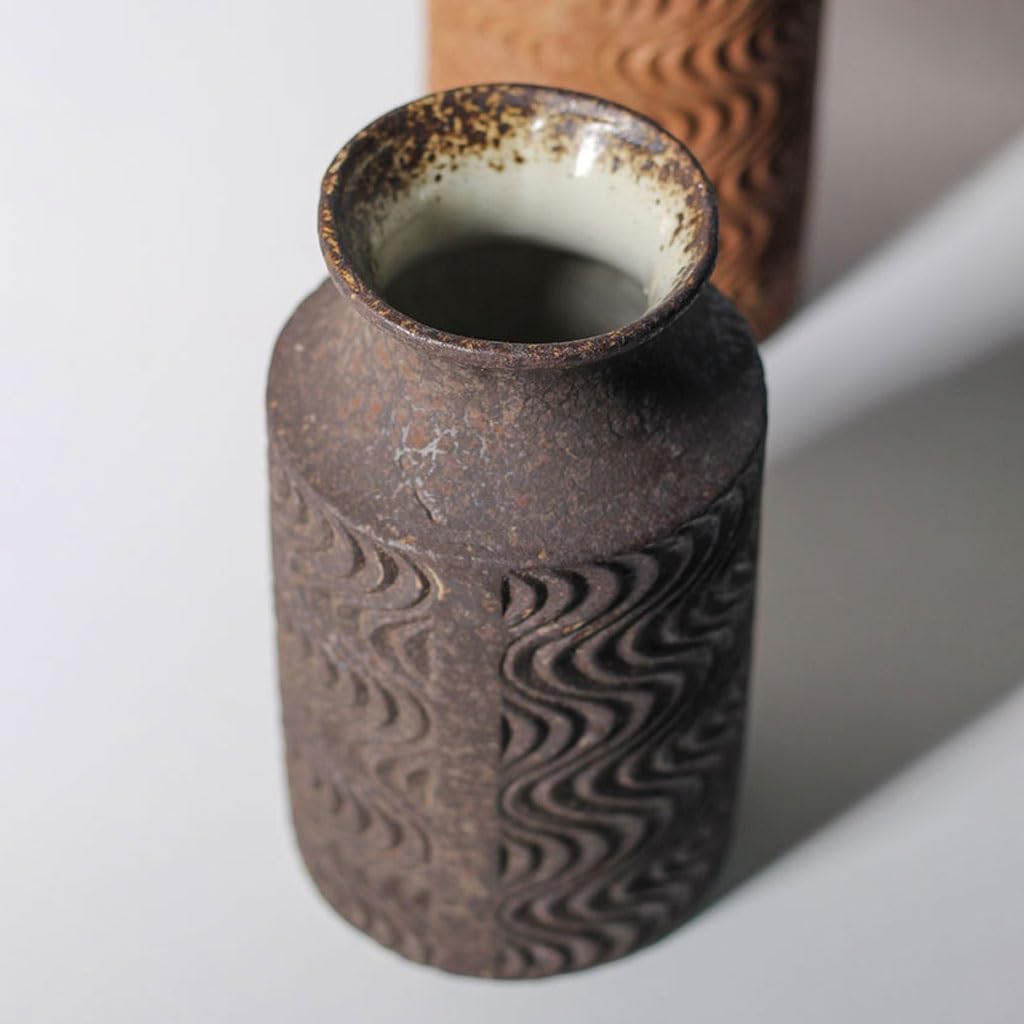 Vaso in Ceramica Retro Home Soggiorno Portico Ornamenti Tavolo Disposizione dei Fiori Cinese Fiori Utensili(A)