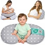 Cuscino Allattamento e Gravidanza Ciambella Allattamento Neonato con Federa in 100% Cotone e Morbido Riempimento Supporto Ergonomico alla Schiena Idea Regalo per Neo Mamme Accessorio Premaman Lavabile