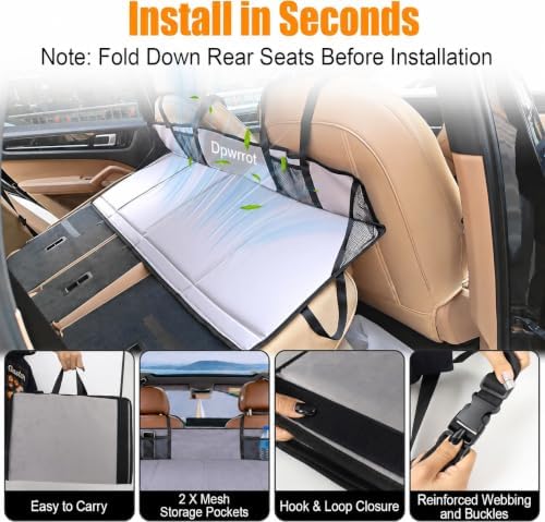 Dpwrrot Upgrade Car Back Seat Extender, No Sagging Car Bed Gap Filler, Foldable Sleeping Platform with Stable Support for SUV Sedan, Comptible with T-esla Model Y/3 - 4