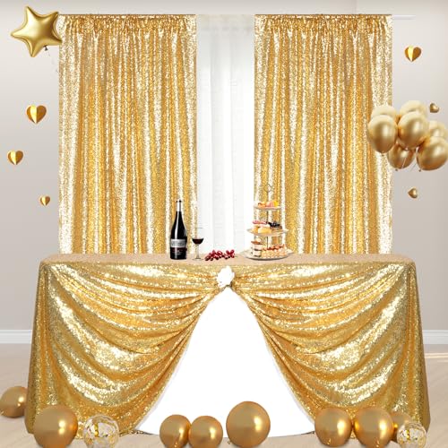 Cortinas de fondo de lentejuelas doradas 4 paneles 2ftx8ft miniatura 6