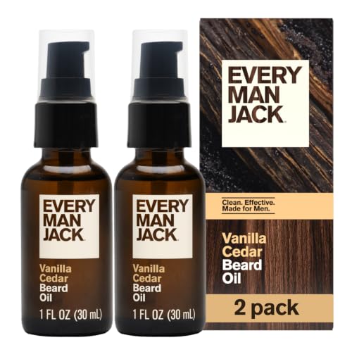Every Man Jack Hydrating Beard Oil for Men, Vanilla Cedar, 1oz (2pk)