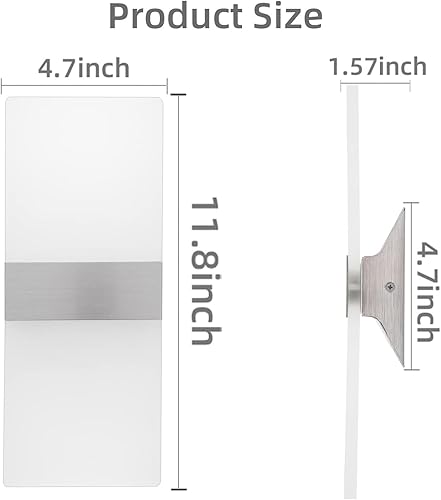Miniatura 6 de KICAAO Apliques de pared modernos, paquete de 4, lámpara de pared LED de 10 W, aplique de pared con luz ascendente y descendente, lámpara de pared