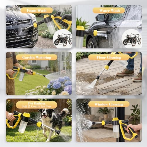PAMOX Car Wash Foam Gun for Garden Hose - High Pressure Foam Cannon Car Wash Kit with 3 Spray Modes - Professional Car Wash Hose Sprayer for Cars, Trucks, RVs, Motorcycles & More, Yellow — view 6