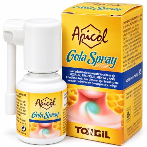 Apicol Gola Propolis Spray Garganta 25 ml - Propóleo con Regaliz, Menta y Anís, Efecto Calmante Para la Irritación de Garganta y Faringe, Sin Azúcar y Sin Alérgenos | de TONGIL