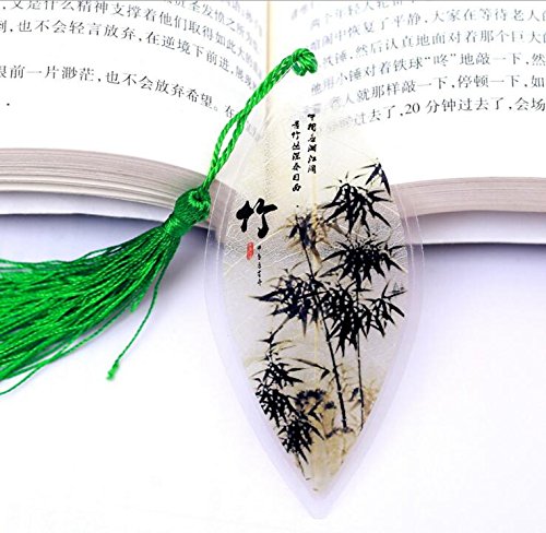 Fascola Chinese Style Leaf Bookmarks 4 Pcs, Mini Creative Book Mark,Plum Flower(Mei),Orchid (Lan),Bamboo(Zhu),Chrysanthemum (Ju) Bookmark Creative Gift #TOP3