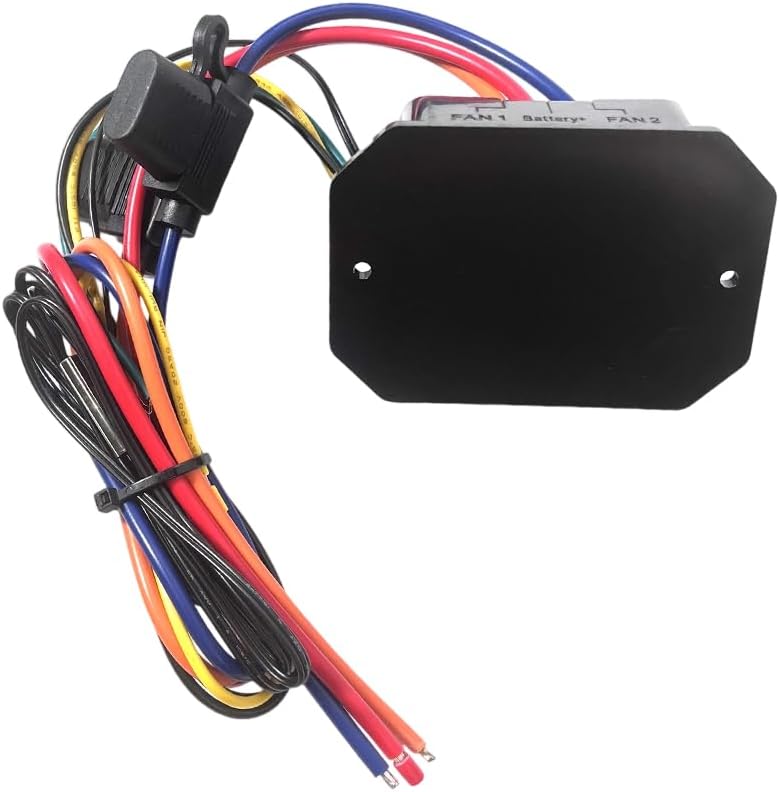 0444 Digital Radiator Fan Controller Kit - Adjustable 12V/24V Electric Cooling Fan Switch for Cars, Replaces #0444 Flex-a-lite Derale SPAL Hayden - Dual Fan Support with LED Temp Display