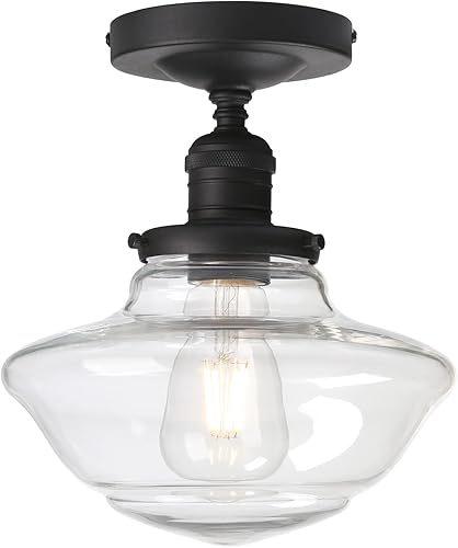 Pathson Glass Flush Mounted Ceiling Light, Vintage Farmhouse Ceiling Lamp Fixtur